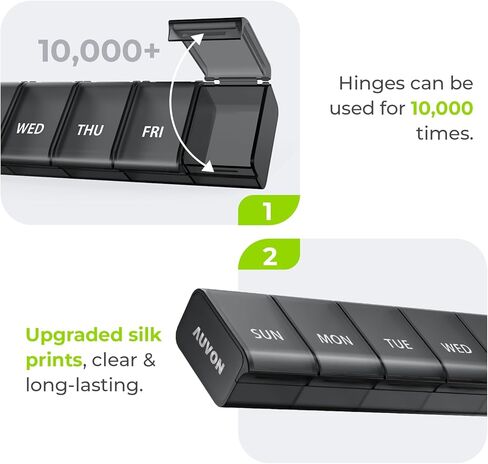 منظم حبوب منع الحمل Auvon Week مع تصميم افتتاحي بدون مجهود ، صندوق حبوب منع الحمل الصديق للتهاب المفاصل ، منظم حبوب منع الحمل الخالي in Kuwait