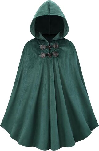 QTDSTZ Cape مقنعين في العصور الوسطى ، زي عباءة عصر النهضة ، ملابس Cosplay Green Halloween in Kuwait