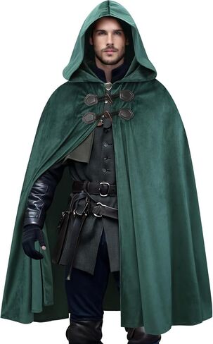 QTDSTZ Cape مقنعين في العصور الوسطى ، زي عباءة عصر النهضة ، ملابس Cosplay Green Halloween in Kuwait