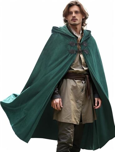 QTDSTZ Cape مقنعين في العصور الوسطى ، زي عباءة عصر النهضة ، ملابس Cosplay Green Halloween in Kuwait
