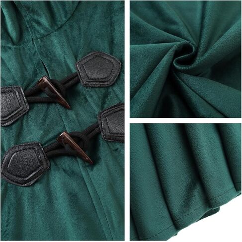 QTDSTZ Cape مقنعين في العصور الوسطى ، زي عباءة عصر النهضة ، ملابس Cosplay Green Halloween in Kuwait