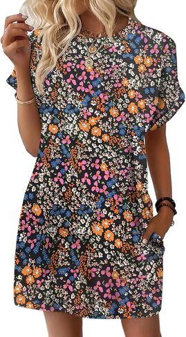 Wenrine Womens Summer Dress 2025 Floral T Shirt Dress in Kuwait