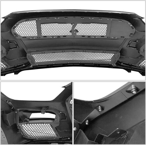 غلاف المصد الأمامي Ikon Motorsports متوافق مع 2015-2017 Ford Mustang ، GT500 Pumper Conversion Bumper مع Grille & Fog Light Cover & Lip Splitters PP ، 2016 in Saudi Arabia