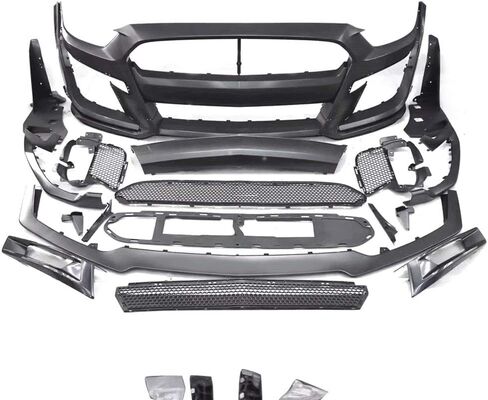 غلاف المصد الأمامي Ikon Motorsports متوافق مع 2015-2017 Ford Mustang ، GT500 Pumper Conversion Bumper مع Grille & Fog Light Cover & Lip Splitters PP ، 2016 in Saudi Arabia