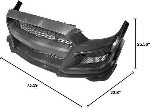 غلاف المصد الأمامي Ikon Motorsports متوافق مع 2015-2017 Ford Mustang ، GT500 Pumper Conversion Bumper مع Grille & Fog Light Cover & Lip Splitters PP ، 2016 in Saudi Arabia