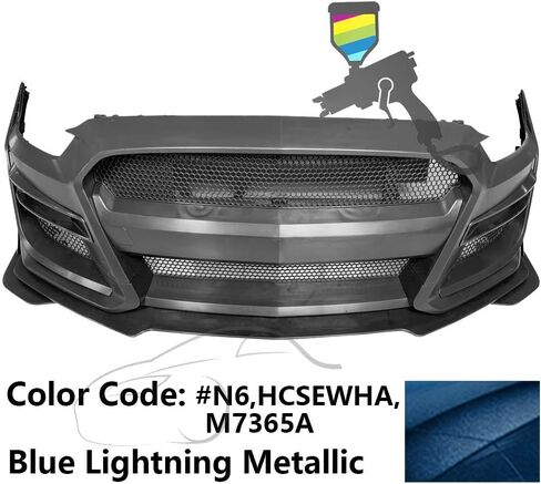 غلاف المصد الأمامي Ikon Motorsports متوافق مع 2015-2017 Ford Mustang ، GT500 Pumper Conversion Bumper مع Grille & Fog Light Cover & Lip Splitters PP ، 2016 in Saudi Arabia