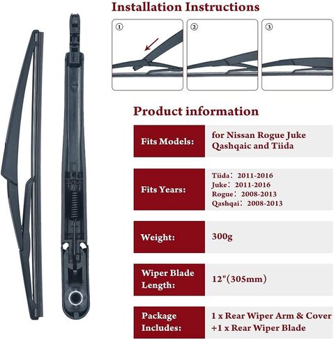 Rear Windsheild Wiper Arm Blade for Nissan Rogue 2008-2013, Nissan Juke 2011-2016# 28780-JM00A, Back Window Wiper Set in Saudi Arabia
