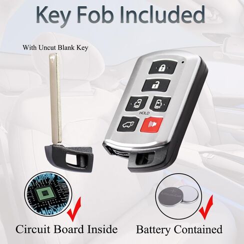 Smart Key FOB FOB LEELLING ENTRO FITS لـ TOYOTA SIENNA 2011 2012 2013 2014 2015 2015 2017 2018 2019 in Kuwait