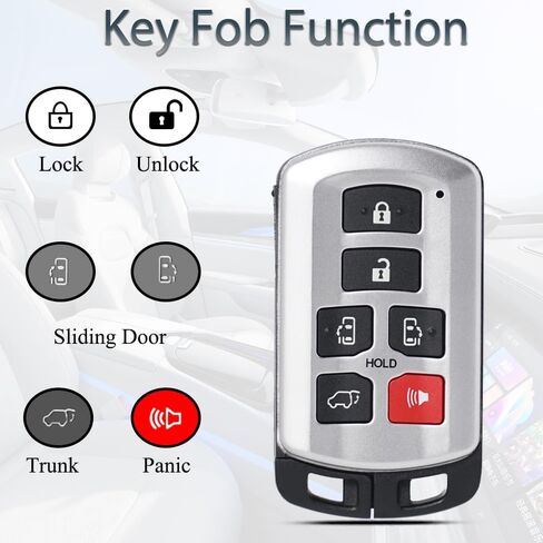 Smart Key FOB FOB LEELLING ENTRO FITS لـ TOYOTA SIENNA 2011 2012 2013 2014 2015 2015 2017 2018 2019 in Kuwait