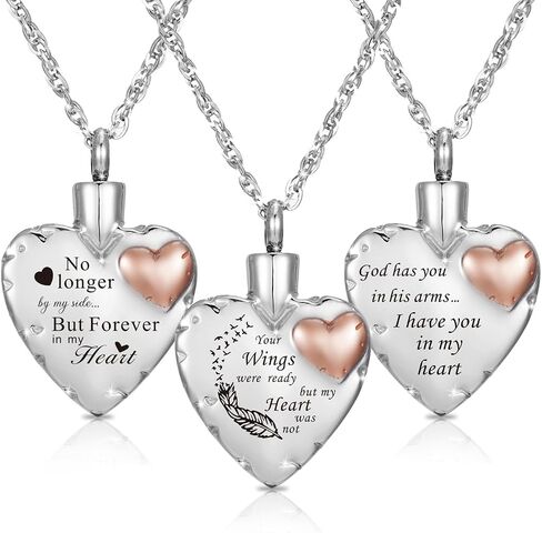 Heart Urn Necklace Ashes Cremation Jewelry for Women Men Keepsake Pendant Memorial Ash Locket Holder in Kuwait
