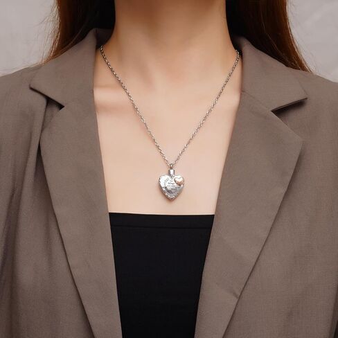 Heart Urn Necklace Ashes Cremation Jewelry for Women Men Keepsake Pendant Memorial Ash Locket Holder in Kuwait