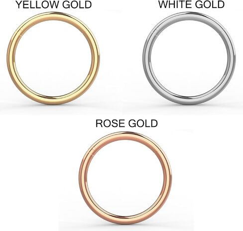 14K Solid Gold 18 Gauge Classic Classic Hingsed Spottion Ring -Cartilage - Daith - Rook - Lobe - Conch Piercing Body Jewelry in Saudi Arabia