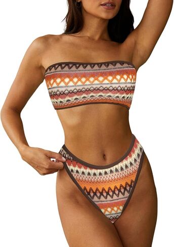 نساء zaful bandeau bandeau bikini 2 قطعة السباحة صفيق الدانتيل الصلبة حتى بدلات الاستحمام in Kuwait