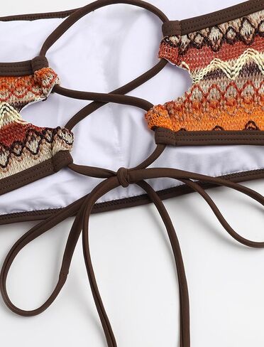 نساء zaful bandeau bandeau bikini 2 قطعة السباحة صفيق الدانتيل الصلبة حتى بدلات الاستحمام in Kuwait