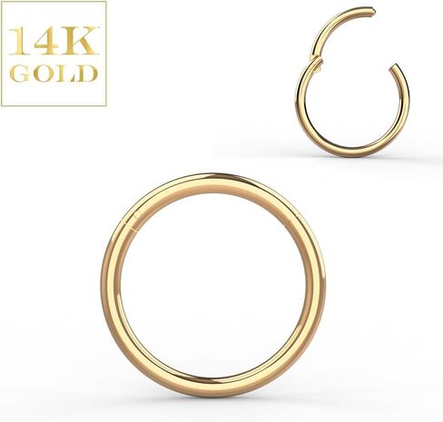 14K Solid Gold 18 Gauge Classic Classic Hingsed Spottion Ring -Cartilage - Daith - Rook - Lobe - Conch Piercing Body Jewelry in Saudi Arabia