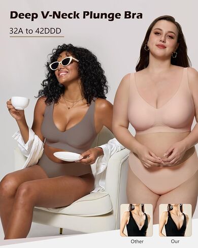 As Fairy Womens Deep V Wireless Comfortable Bra Support Lift No Underwire Plunge Tshirt Bralettes Push Up Seamless Bras in Saudi Arabia