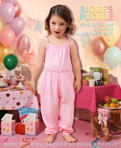 Ridge's Puddle Toddler Girls Romper - ملابس صيفية لطيفة للطفل ، حزامًا أكمامًا مع جيوب in Saudi Arabia
