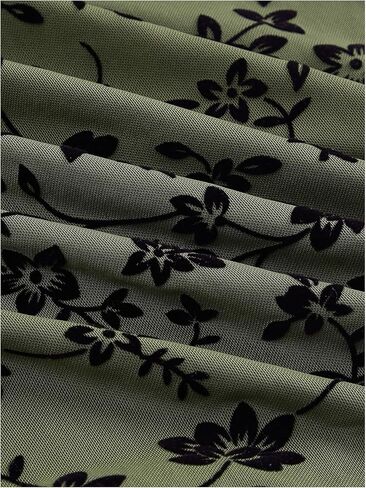 Verdusa Women's Floral Print Short Cami Dress Tie Front Lettuce Trim Mesh Sleeveless A Line Dresses in Kuwait