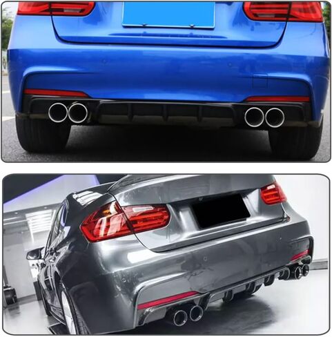 MCARCAR KIT Carbon Fiber Rear Diffuser for BMW 3 Series F30 M Sport Sedan 2012-2018 320i 325i 328i 330i 335i 340i M-tech Auto Lower Bumper Lip Spoiler Body Kit Factory Outlet(Quad Muffler Twin Outlet) in Kuwait
