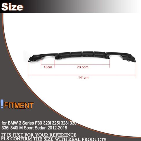 MCARCAR KIT Carbon Fiber Rear Diffuser for BMW 3 Series F30 M Sport Sedan 2012-2018 320i 325i 328i 330i 335i 340i M-tech Auto Lower Bumper Lip Spoiler Body Kit Factory Outlet(Quad Muffler Twin Outlet) in Kuwait