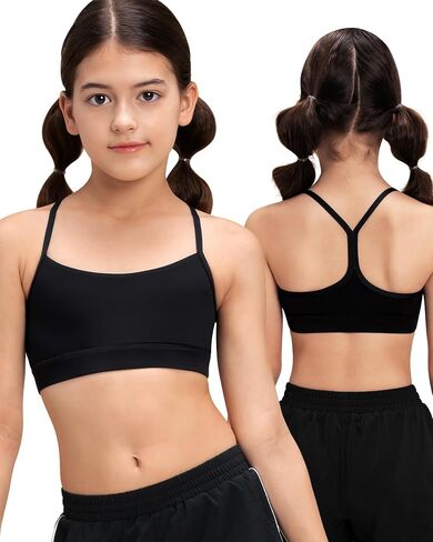 Stelle Girls Sports Bra Training Bra Spaghetti Strap Y Back Bra Yoga Crop Top for Teens Kids in Kuwait