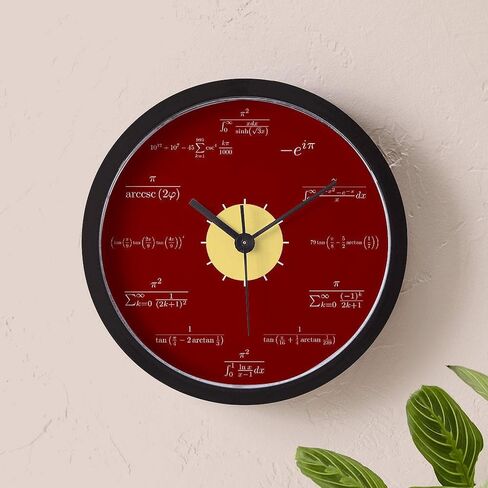 Cafepress Math Wall (خلفية حمراء) 10 "ساعة الحائط لغرفة المعيشة أو المطبخ أو المكتب in Saudi Arabia