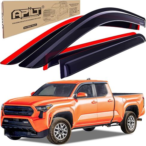 حرس نوافذ حراس هطول الأمطار خارج 2016-2023 Toyota Tacoma Double Cab Vehans تنفيس الشاحنات الإكسسوارات الداكنة الدخان المكونة من 4 قطع مجموعة in Kuwait