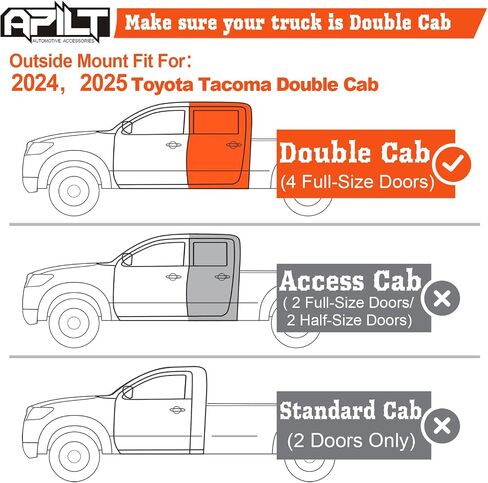 حرس نوافذ حراس هطول الأمطار خارج 2016-2023 Toyota Tacoma Double Cab Vehans تنفيس الشاحنات الإكسسوارات الداكنة الدخان المكونة من 4 قطع مجموعة in Kuwait