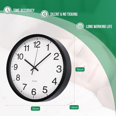 ساعة الحائط غير المحسوبة ديكور حركة الكوارتز الصامتة على مدار الساعة الحديثة طرازًا بسيطًا حول الساعات من البلاستيك للمنزل/المكتب/المدرسة/غرفة المعيشة/غرفة نوم/مطبخ (أحمر ، 12 بوصة) in Kuwait