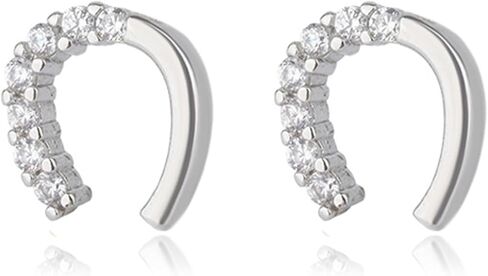 925 Silver Horseshoe Horse Stud Earrings for Women Unique Lightweight Cubic Zirconia Lucky Horseshoe Stud Earrings Animal Western Earrings in Saudi Arabia