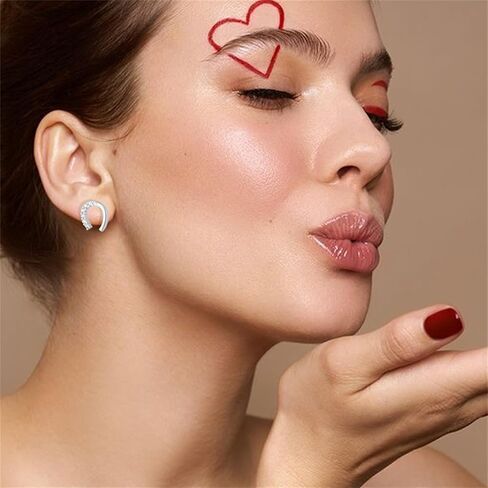925 Silver Horseshoe Horse Stud Earrings for Women Unique Lightweight Cubic Zirconia Lucky Horseshoe Stud Earrings Animal Western Earrings in Saudi Arabia