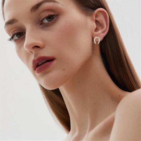 925 Silver Horseshoe Horse Stud Earrings for Women Unique Lightweight Cubic Zirconia Lucky Horseshoe Stud Earrings Animal Western Earrings in Saudi Arabia