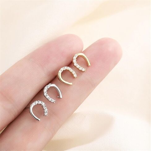 925 Silver Horseshoe Horse Stud Earrings for Women Unique Lightweight Cubic Zirconia Lucky Horseshoe Stud Earrings Animal Western Earrings in Saudi Arabia