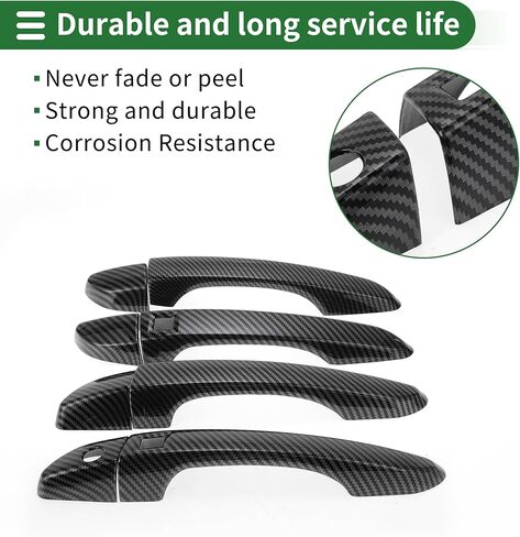 Motoforti Car Door Handle Cover Trim, Side Door Handle Cover, for Hyundai Tucson 2016-2021, ABS Carbon Fiber Black 1 Set in Kuwait