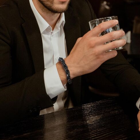 Men's Stainless Steel Bracelet Vintage Titanium Steel Link Bracelets Jewelry for Him in Kuwait