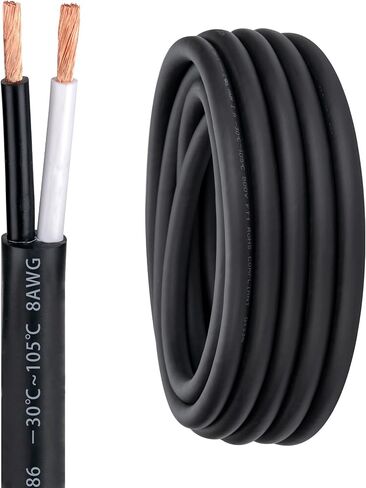 8 Gauge 2 Conductor Electrical Wire 8/2 Wire 50FT 600V 8 AWG 2 Conductor Wire for Motor Leads, Portable Lights, Battery Chargers, Machinery, Large Speakers (8AWG-2C, 50FT) in Kuwait