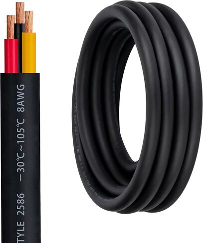 8 Gauge 2 Conductor Electrical Wire 8/2 Wire 50FT 600V 8 AWG 2 Conductor Wire for Motor Leads, Portable Lights, Battery Chargers, Machinery, Large Speakers (8AWG-2C, 50FT) in Kuwait