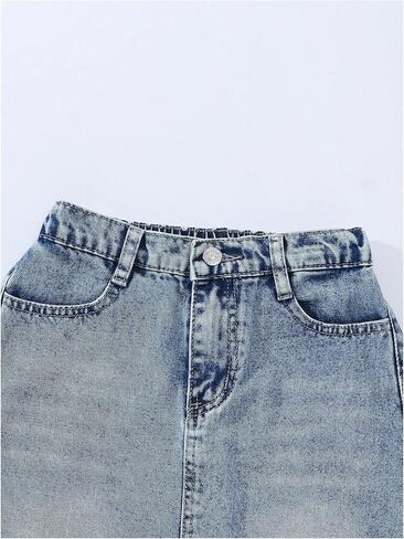 تنورة الدنيم الفتاة الفتاة Makemechic Jean Y2K Jean Midi التنانير مع الجيب in Kuwait