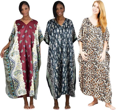 مجموعة أزياء up2date من 3 caftans ، اختيار الطباعة الهندسية ، حجم واحد يناسب أكثر ، خاصة#20 in Kuwait