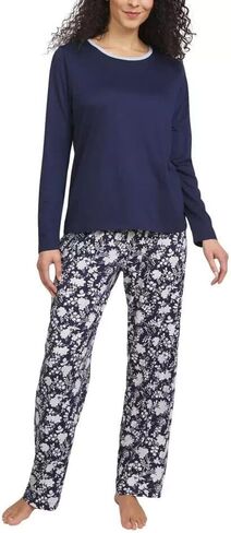 Lands' End Women's 2-Piece Knit Pajama Set Long Sleeve T-Shirt and Pants in Saudi Arabia