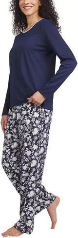 Lands' End Women's 2-Piece Knit Pajama Set Long Sleeve T-Shirt and Pants in Saudi Arabia