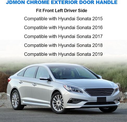 jdmon extride chrome door handle استبدال لـ Hyundai Sonata 2015 2016 2017 2018 2019 استبدال 82651-C1110 82652-C1010 15759578 جانب السائق الأيسر الأمامي الخارجي خارج المقبض الخارجي in Saudi Arabia