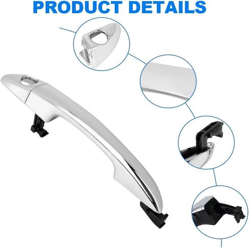 jdmon extride chrome door handle استبدال لـ Hyundai Sonata 2015 2016 2017 2018 2019 استبدال 82651-C1110 82652-C1010 15759578 جانب السائق الأيسر الأمامي الخارجي خارج المقبض الخارجي in Saudi Arabia