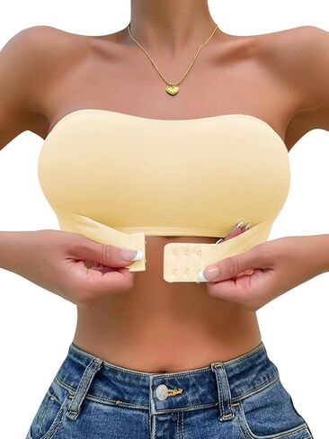 Oyoangle Women's Bandless Front Front Bandeau Bras Padbing Padbing Non-Slip Bralettes in Kuwait