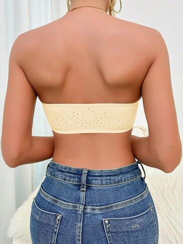 Oyoangle Women's Bandless Front Front Bandeau Bras Padbing Padbing Non-Slip Bralettes in Kuwait