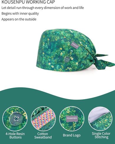 Scrub Caps for Women Adjustable with Buttons - Breathable & Stylish Surgical Hats for Nurses, Doctors, Medical Professionals in Kuwait