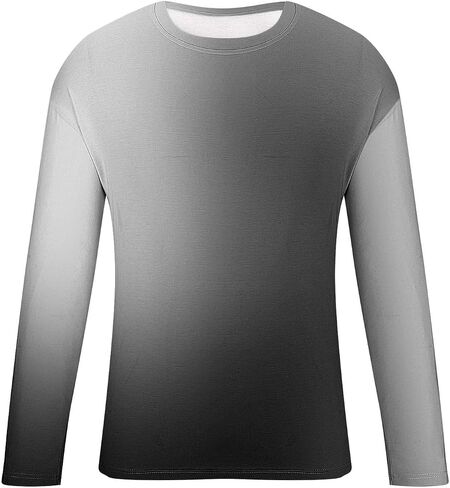 Mens Long Sleeve Tee Shirts Casual Stylish Gradient Color Fall Crewneck Basic Pullover Tops Winter Base Layer Blouses in Saudi Arabia