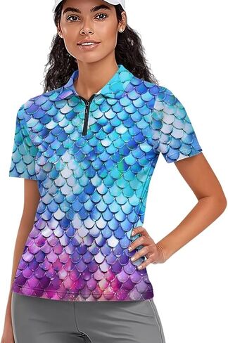 Women's UV Protection Shirts Quarter Zip Pullover Women Short Sleeve Golf Shirts Workout Tops in Kuwait