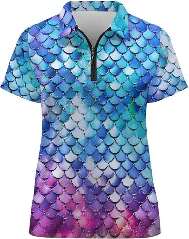 Women's UV Protection Shirts Quarter Zip Pullover Women Short Sleeve Golf Shirts Workout Tops in Kuwait