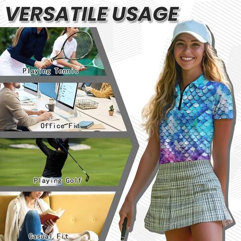 Women's UV Protection Shirts Quarter Zip Pullover Women Short Sleeve Golf Shirts Workout Tops in Kuwait
